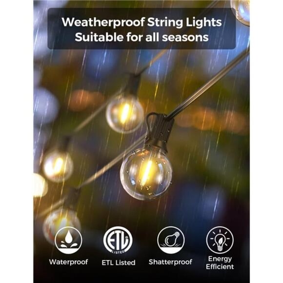 Smart Outdoor String Lights,75Ft G40 Globe Patio Lights with 34Dimmable LEDBulbs - Picture 5 of 7